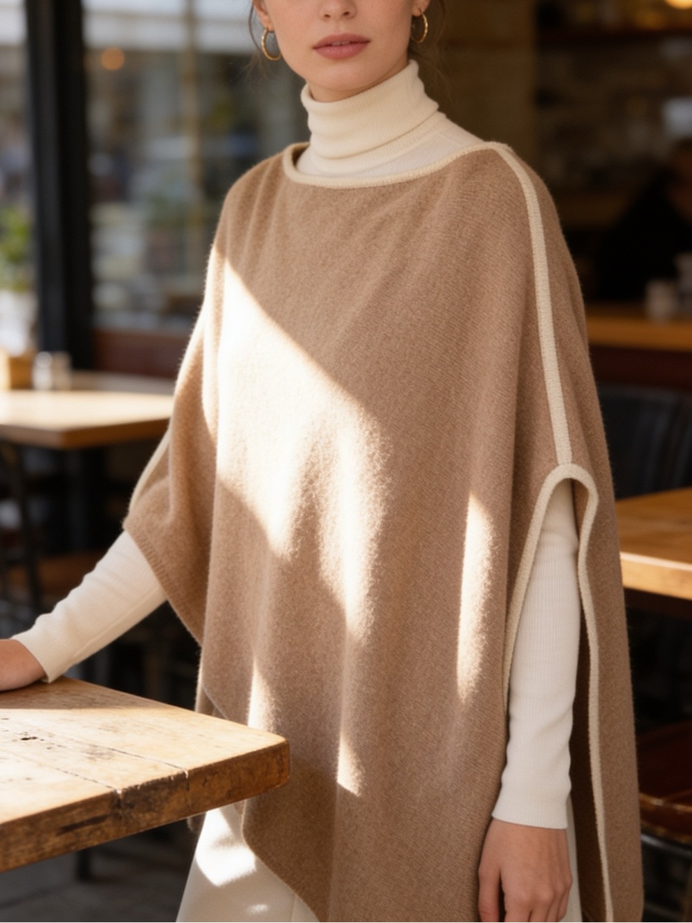 Claudia Nichole Cashmere Wrap Poncho Quiet Luxury Parisian Minimalist Sweater